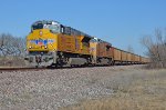 UP 3068 leads a southbound loaded coal train into town